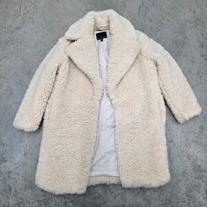 Banana‎ Republic Petite Sherpa Teddy Coat Cream XXS Oversized Collar